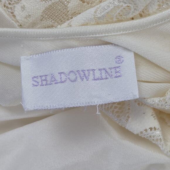 Shadowline Nightgown Womens Medium Ivory Lace Bodice Long Maxi Sleepwear V-Neck - Picture 11 of 16